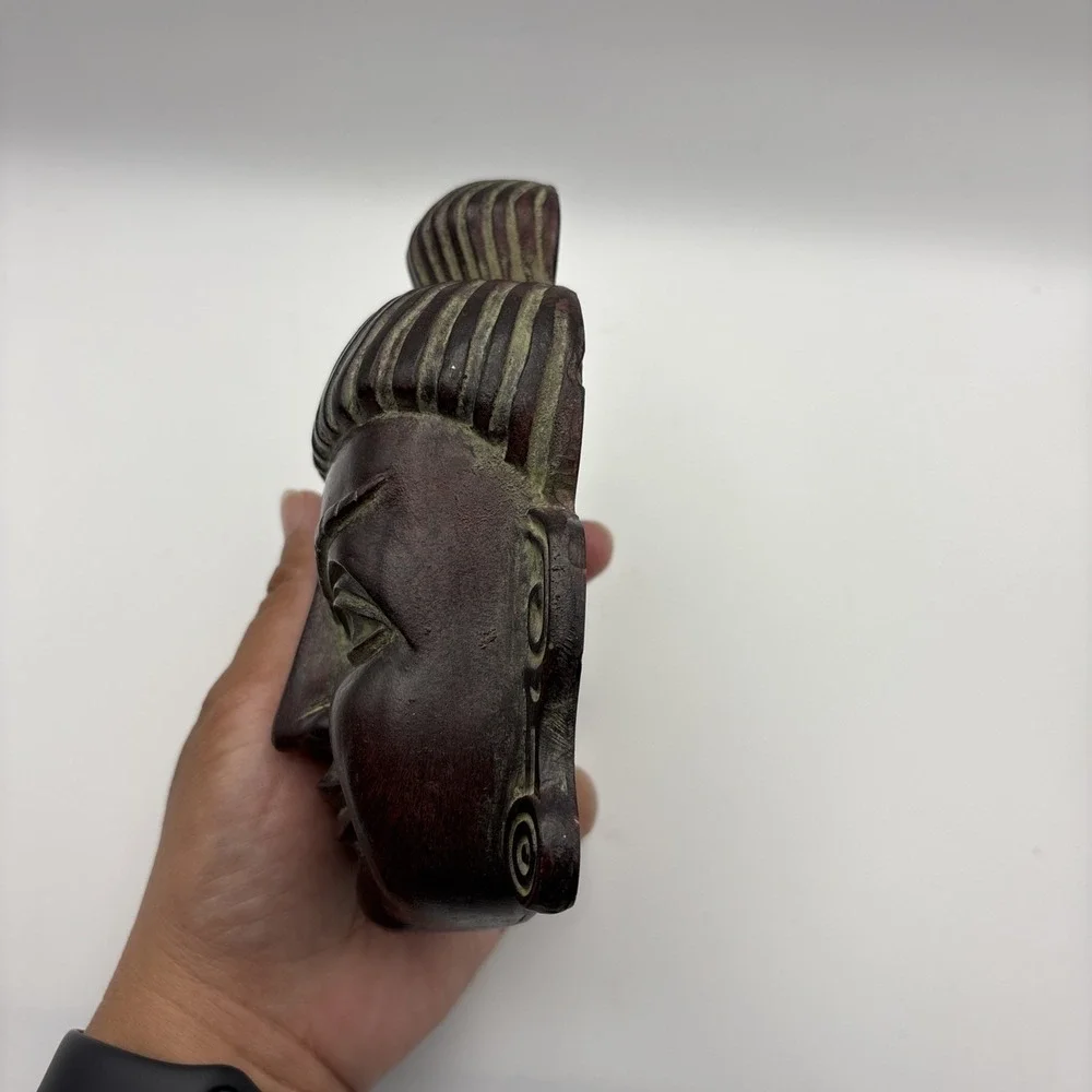 Buddha Wall Mask Resin Red‎ Finish Zen Meditation Asian Wall Decor Boho Spa Art
